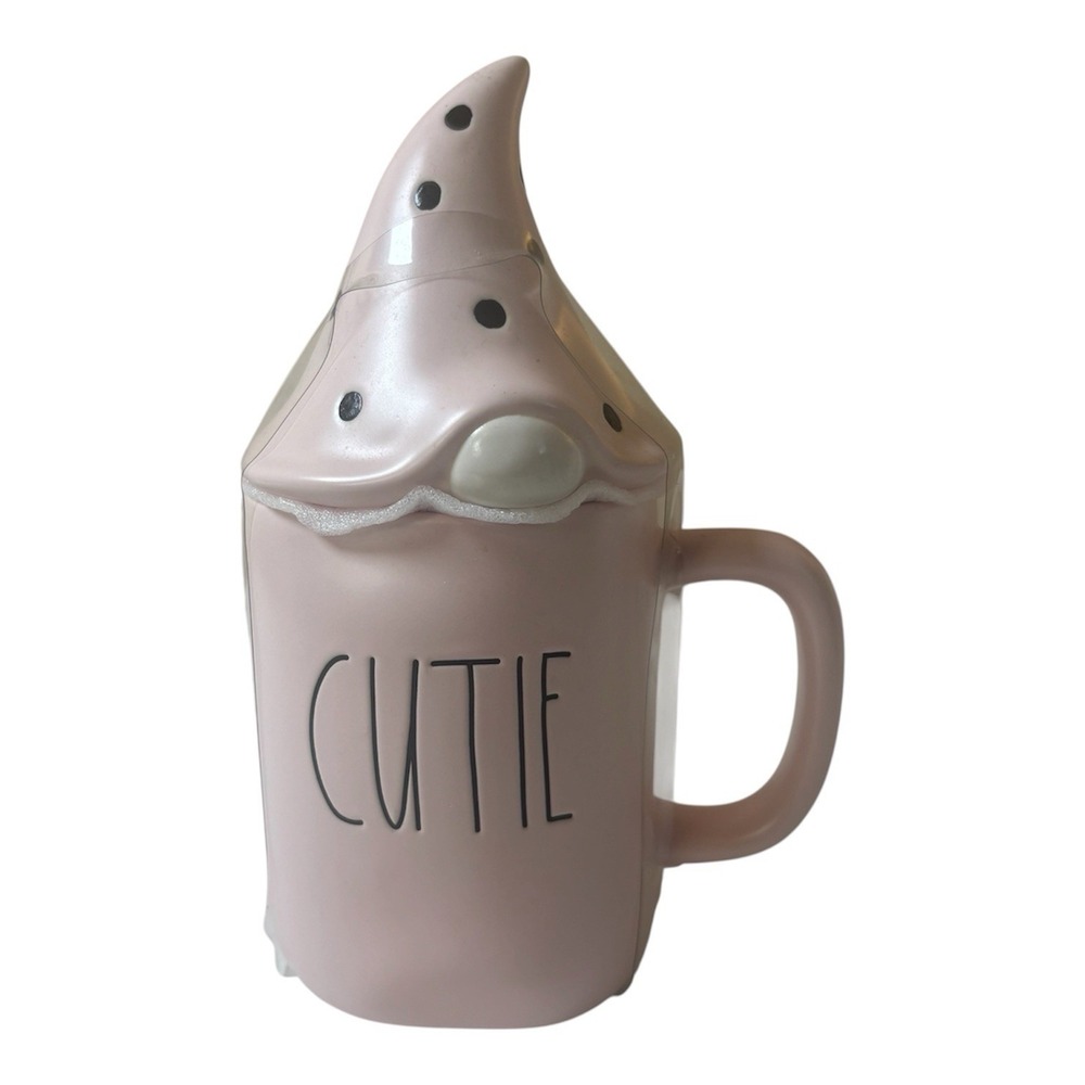 Rae Dunn Cutie Light Pink Gnome Topper Valentine's Day Mug With Lid